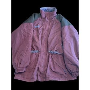 Columbia vintage 90s Ski Snow Jacket Mens L Purple Black Retro Removable Fleece
